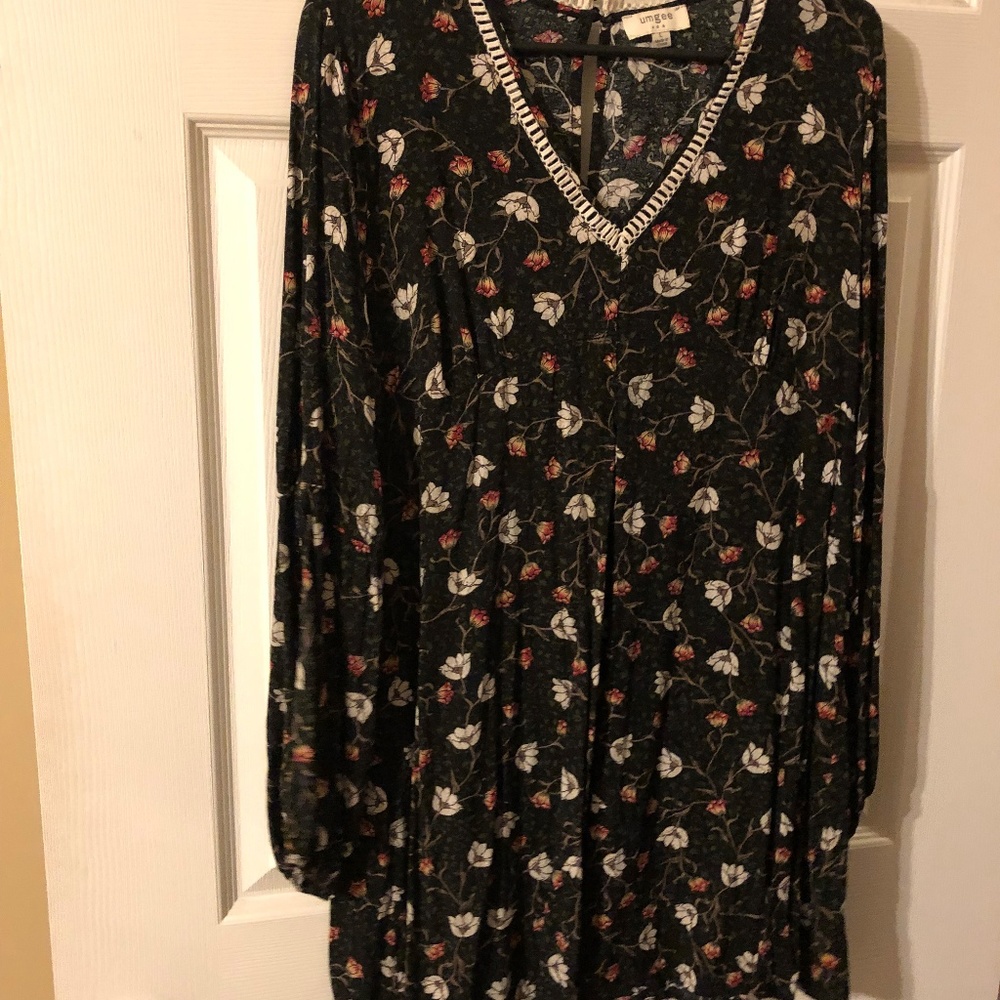 Forest Green Floral Long Top